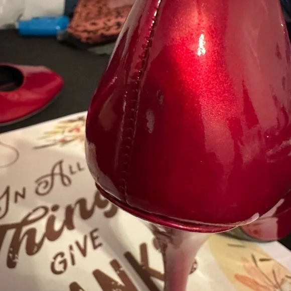 Gianni Bini Red Peep-Toe Heels - Picture 6 of 12